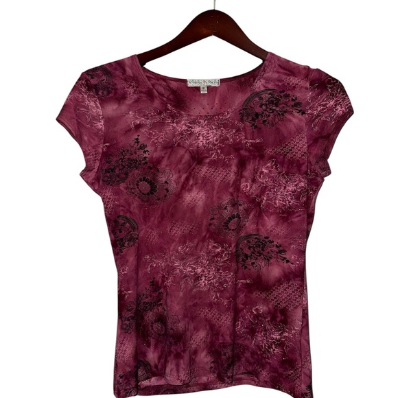 Vintage Suzie Tops - Vintage Suzie Burgundy Floral Top – Size Small | Made in USA